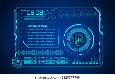 HUD Padlock on digital background, cyber security
