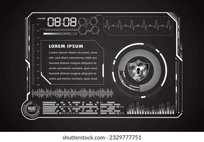 HUD Padlock on digital background, cyber security