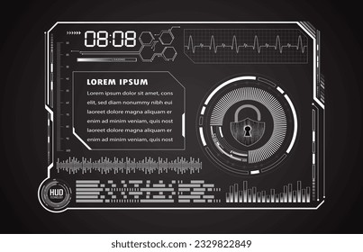 HUD Padlock sobre antecedentes digitales, ciberseguridad