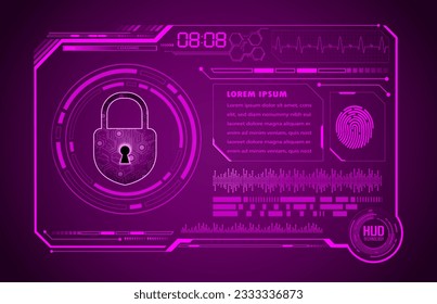 HUD Padlock on digital background, cyber security
