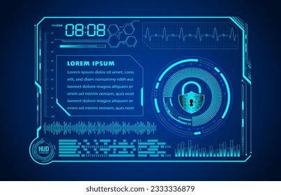 HUD Padlock sobre antecedentes digitales, ciberseguridad