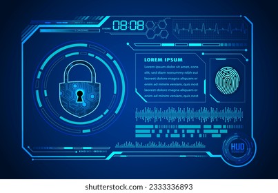 HUD Padlock on digital background, cyber security
