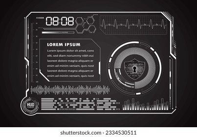 HUD Padlock on digital background, cyber security
