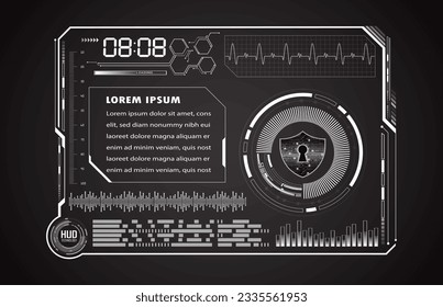HUD Padlock on digital background, cyber security