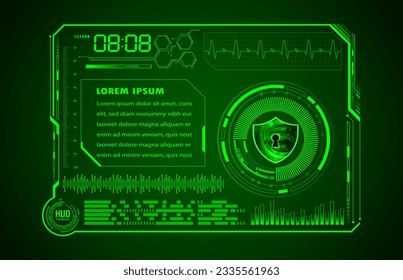HUD Padlock on digital background, cyber security