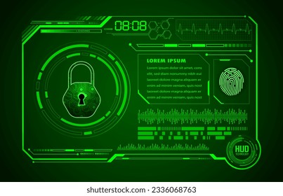 HUD Padlock on digital background, cyber security