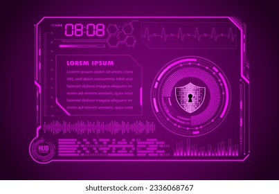 HUD Padlock on digital background, cyber security