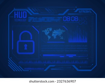 HUD Padlock world digital background,  security