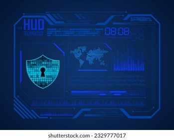 HUD Padlock world digital background,  security