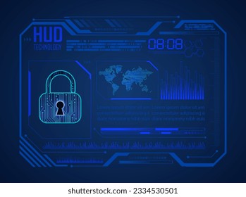 HUD Padlock world digital background,  security