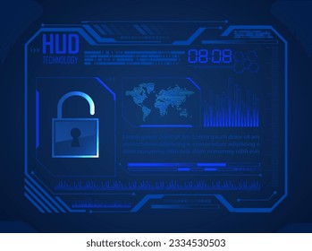 HUD Padlock world digital background,  security