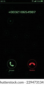 hud of phone with a call in progress. modern and in the world of hacking and security.