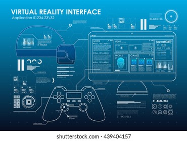 HUD portable virtual reality glasses. Futuristic user interface. Abstract virtual graphic touch user interface for VR. UI hud infographic interface screen monitor set elements for motion design