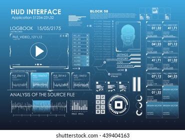 HUD portable virtual reality glasses. Futuristic user interface. Abstract virtual graphic touch user interface for VR. UI hud infographic interface screen monitor set elements for motion design