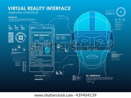 HUD portable virtual reality glasses. Futuristic user interface. Abstract virtual graphic touch user interface for VR. UI hud infographic interface screen monitor set elements for motion design