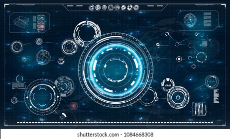 HUD. Radar screen. Futuristic user interface.  Vector illustration for your design. Technology background. 