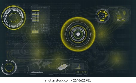 HUD. Radarschirm. Vektorgrafik für Ihr Design. Technologischer Hintergrund. Futuristische Benutzeroberfläche.