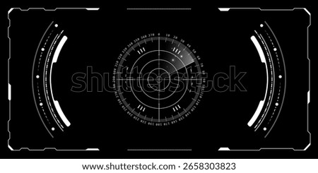 HUD radar tech with cyberpunk military screens and futuristic UI displays. AI scanning interfaces for virtual cockpits or spaceship dashboards. Digital hologram systems with target grids for game.