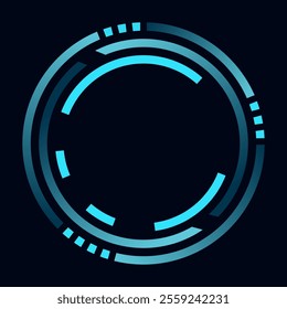 Hud round frame or border, sci fi circular neon element for digital ui game interface. Futuristic data UI display button. Vector radar for aim control target and navigation