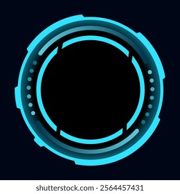 Hud round frame or border, sci fi circular neon element for digital ui game interface. Futuristic data UI display button. Vector radar for aim control target and navigation