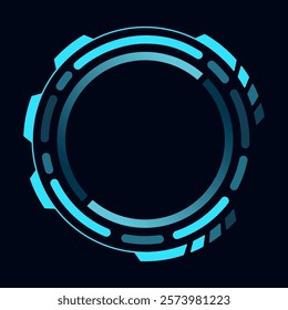 Hud round frame or border, sci fi circular neon element for digital ui game interface. Futuristic data UI display button. Vector radar for aim control target and navigation