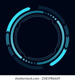 Hud round frame or border, sci fi circular neon element for digital ui game interface. Futuristic data UI display button. Vector radar for aim control target and navigation