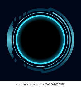 Hud round frame or border, sci fi circular neon element for digital ui game interface. Futuristic data UI display button. Vector radar for aim control target and navigation
