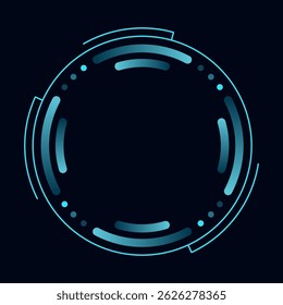 Hud round frame or border, sci fi circular neon element for digital ui game interface. Futuristic data UI display button. Vector radar for aim control target and navigation