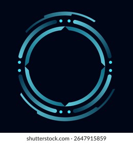 Hud round frame or border, sci fi circular neon element for digital ui game interface. Futuristic data UI display button. Vector radar for aim control target and navigation