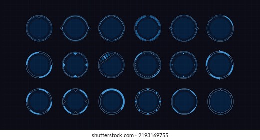 Hud round frames aim and target control panels digital interface of sci fi