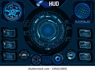 HUD satellite UI. Navigator, Camera. Infographic elements Technology - Vector Illustration
