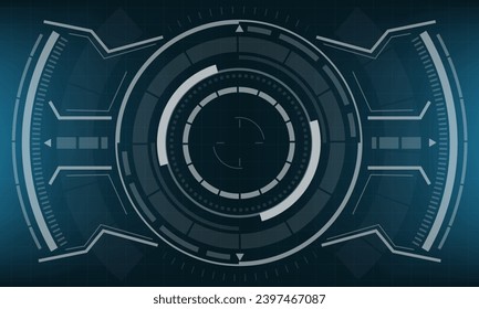 HUD sci-fi circle interface screen view white geometric design virtual reality futuristic technology creative display on blue vector	 illustration.
