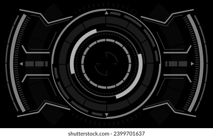 HUD sci-fi circle interface screen view white geometric design virtual reality futuristic technology creative display on black vector	 illustration.