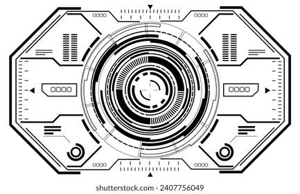 HUD sci-fi circle interface screen view grey geometric design virtual reality futuristic technology creative display on white vector	.