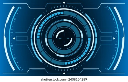 HUD sci-fi circle interface screen view black geometric design virtual reality futuristic technology creative display on white vector.	