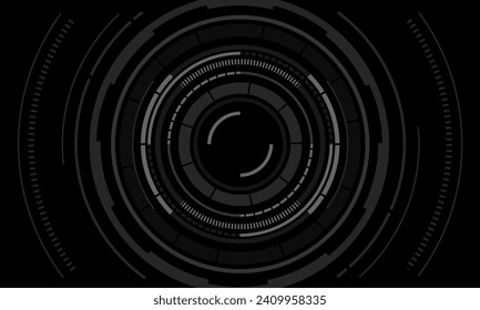 HUD sci-fi circle interface screen view white geometric design virtual reality futuristic technology creative display on black vector	.