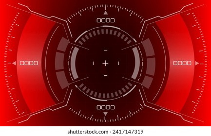 HUD de la interfaz de circulo de ciencia ficción vista de pantalla diseño geométrico blanco realidad virtual tecnología futurista pantalla creativa en vector rojo.