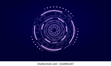 Ilustración del Vector de Pantalla Futurista HUD Sci-fi. Botón Purple Holograma. Concepto futuro de tecnología de red.