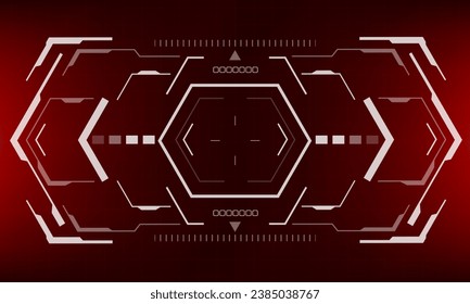 HUD sci-fi hexagón interfaz pantalla vista diseño geométrico blanco realidad virtual tecnología futurista pantalla creativa en la ilustración de vector rojo.