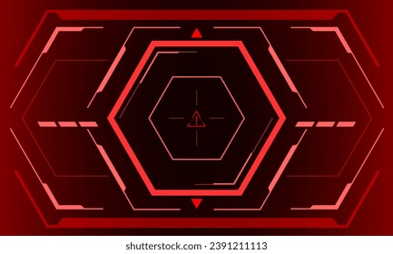 HUD sci-fi hexagón vista de pantalla hexagonal diseño geométrico hexágono realidad virtual tecnología futurista pantalla creativa en la ilustración de vector rojo.