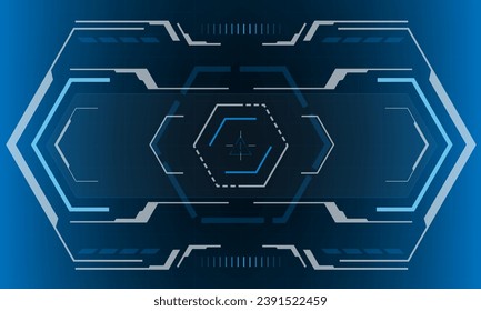 HUD sci-fi-hexagon Interface-Bildschirm sechsachagon geometrischen Design virtuelle Realität futuristische Technologie kreative Anzeige auf blaue Vektorgrafik.