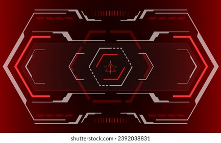 HUD sci-fi hexagon interface screen view hexagon geometric design virtual reality futuristic technology creative display on red vector illustration.