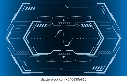 HUD sci-fi hexagon interface screen view hexagon geometric design virtual reality futuristic technology creative display on blue vector.
