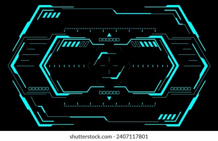 HUD sci-fi hexagon interface screen view blue hexagon geometric design virtual reality futuristic technology creative display on black vector	