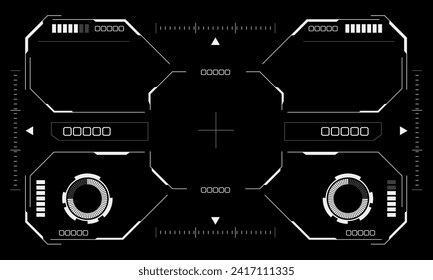 HUD sci-fi hexagón interfaz pantalla vista diseño geométrico hexágono blanco realidad virtual tecnología futurista pantalla creativa en vector negro.