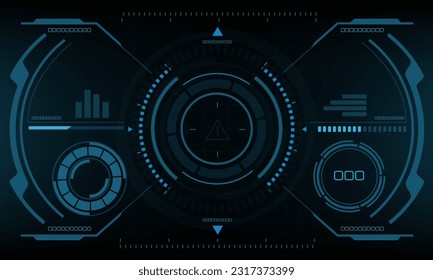 HUD sci-fi Interface Screen Blue View Design Virtual Reality futuristische Technologie Display Vektorgrafik. 