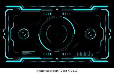 HUD de ciencia ficción pantalla de interfaz de diseño de vista azul realidad virtual tecnología futurista pantalla Ilustración vectorial.