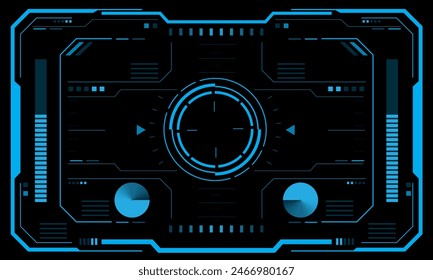 HUD de ciencia ficción pantalla de interfaz de diseño de vista azul realidad virtual tecnología futurista pantalla Ilustración vectorial.