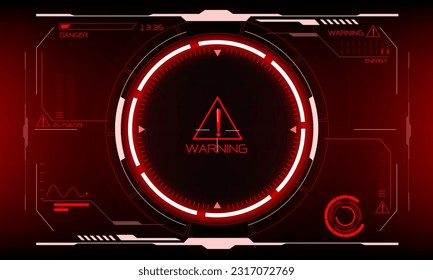 HUD sci-fi interface screen danger warning view design virtual reality futuristic technology display vector illustration. 