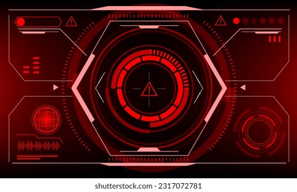 HUD sci-fi interface screen denger warning view design virtual reality futuristic technology display vector illustration. 